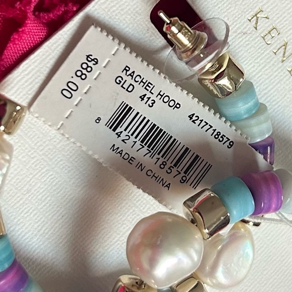 NWT Rachel Pearl Beaded Hoop Earrings - Picture 7 of 10